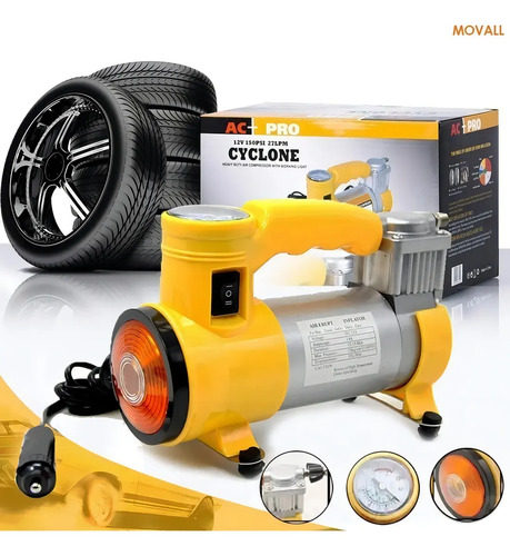 Compresor Con Linterna Ac-pro Cyclone Amarillo 150psi Monofásica — foto 8