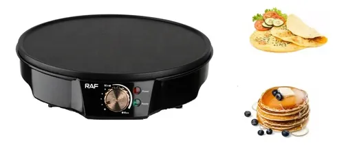 Crepera Eléctrica Raf R.528 De 31 Cm Con Superficie Antiadherente Y Temperatura Regulable Negro — foto 3