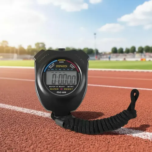 Cronometro Deportivo Digital Fitness Impermeable 1/100s Con Reloj Alarma Y Calendario Para Entrenador Y Arbitro Negro — foto 2