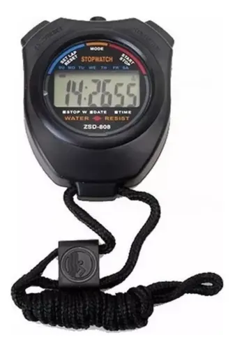 Cronometro Deportivo Digital Fitness Impermeable 1/100s Con Reloj Alarma Y Calendario Para Entrenador Y Arbitro Negro — foto 3