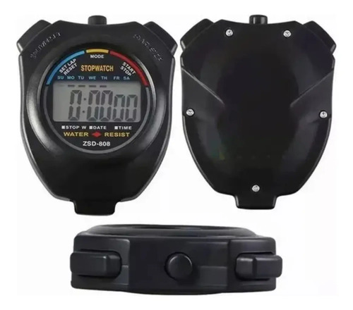 Cronometro Deportivo Digital Fitness Impermeable 1/100s Con Reloj Alarma Y Calendario Para Entrenador Y Arbitro Negro — foto 4