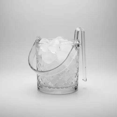 Cubeta Hielera Con Pinza De Plástico 975ml Transparente