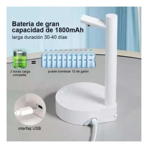 Dispensador De Agua Inteligente Elegante Usb Regulable Blanco — foto 4
