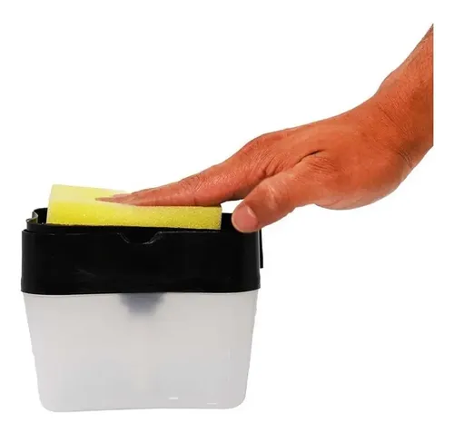 Dispensador De Lavalozas Manual Para La Cocina + Esponja Negro