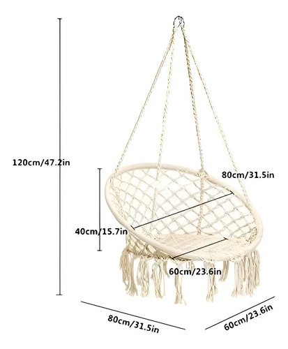 E Everking Hamaca Silla Colgante De Macrame Columpio Macrame White Silla Colgante — foto 3