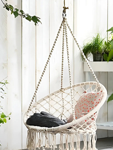 E Everking Hamaca Silla Colgante De Macrame Columpio Macrame White Silla Colgante — foto 4