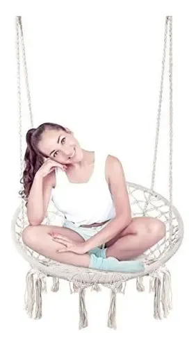 E Everking Hamaca Silla Colgante De Macrame Columpio Macrame White Silla Colgante — foto 5