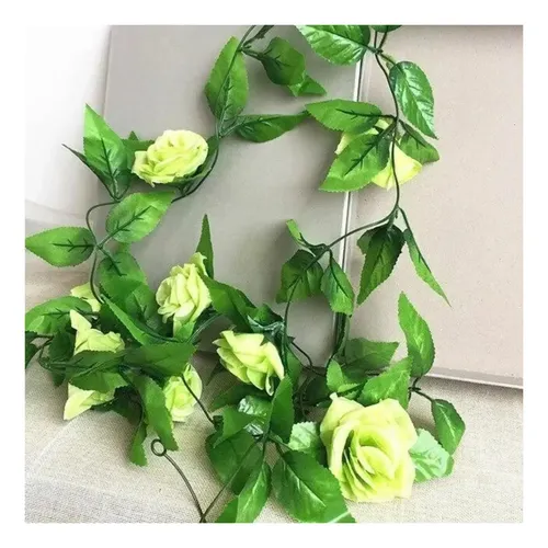 Enredadera De Rosa Flores Artificiales 2m Decoración Amarillo