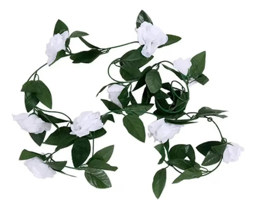 Enredadera De Rosa Flores Artificiales 2m Decoración Blanco