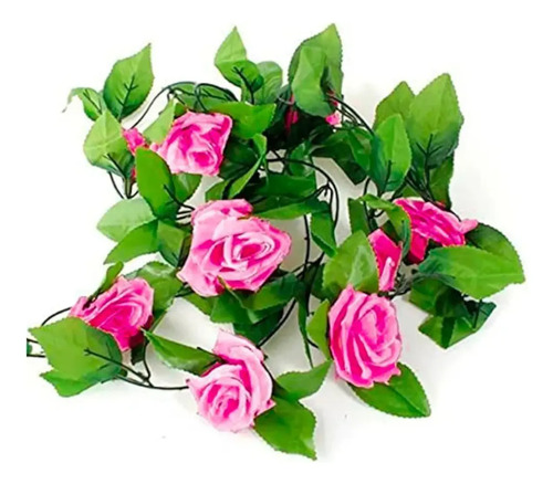 Enredadera De Rosa Flores Artificiales 2m Decoración Fucsia