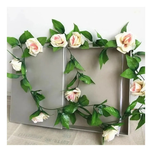 Enredadera De Rosa Flores Artificiales 2m Decoración Jaspeada