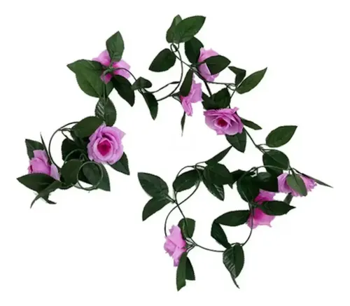 Enredadera De Rosa Flores Artificiales 2m Decoración Morada