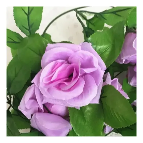 Enredadera De Rosa Flores Artificiales 2m Decoración Morada — foto 2