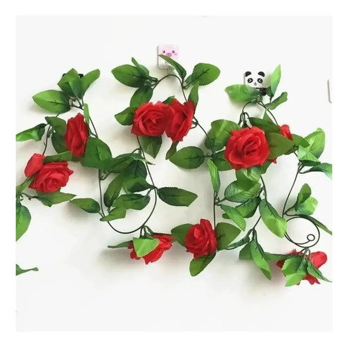 Enredadera De Rosa Flores Artificiales 2m Decoración Rojo — foto 2