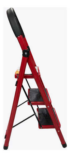 Escalera 3 Escalones Antideslizante Plegable Aluminio Rojo — foto 7