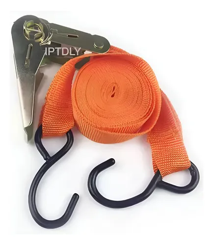 Eslinga Cinta Amarre Con Triquete Y Gancho 25mm 3.5mts  Naranja
