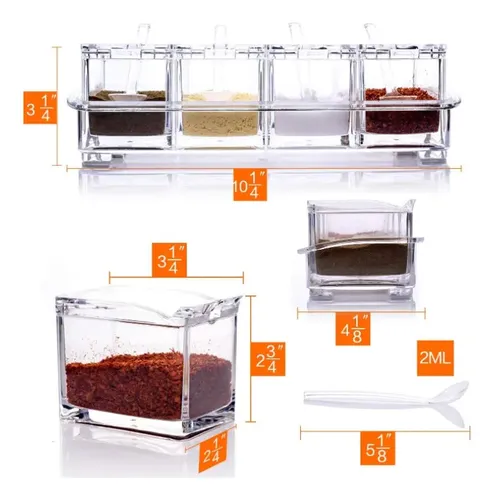 Especieros Frascos Cristal Condimentos Organizador Hogar Color Transparente — foto 9
