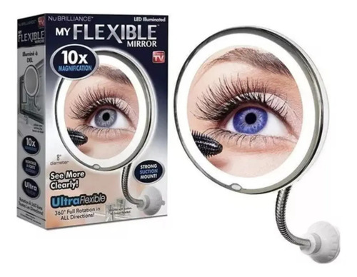 Espejo Redondo My Flexible 10x Con Luz Blanco Plateado