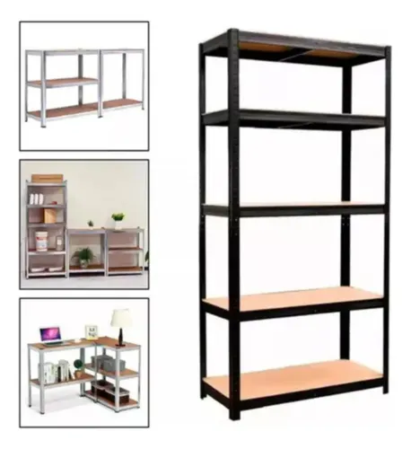 Estante Metalico Negro 5 Niveles Altura Ajustable 180x90x40 Negro — foto 5