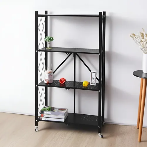 Estante Rack Plegable Metal Negro 4 Niveles Ilios Innova 71x32x126 Cm