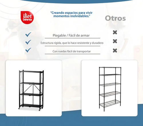 Estante Rack Plegable Metal Negro 4 Niveles Ilios Innova 71x32x126 Cm — foto 12