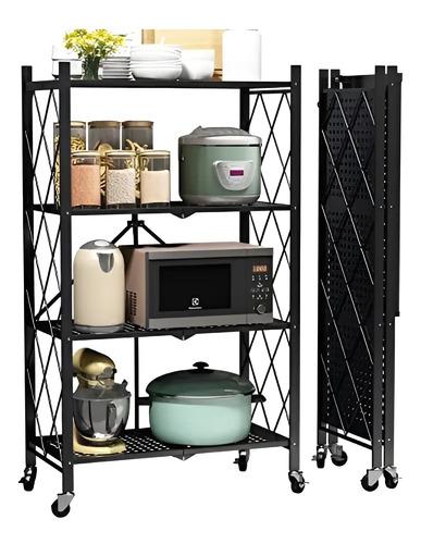 Estante Rack Plegable Metal Negro 4 Niveles Ilios Innova 71x32x126 Cm — foto 4