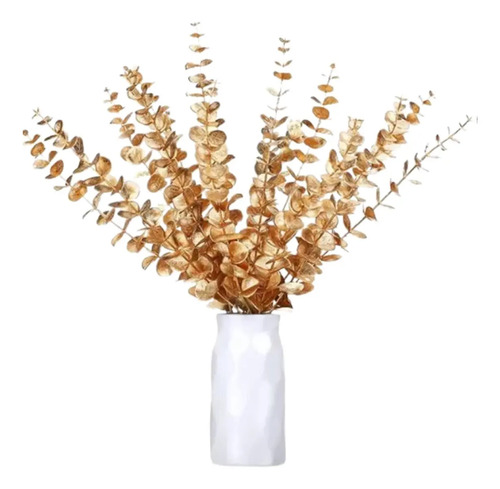 Flor Artificiales Tallos De Eucalipto Vara Dorado Dorado