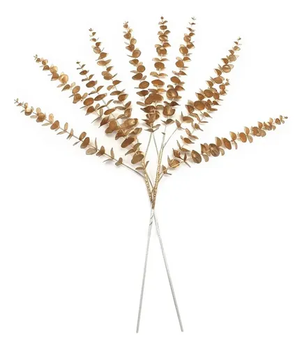 Flor Artificiales Tallos De Eucalipto Vara Dorado Dorado — foto 2