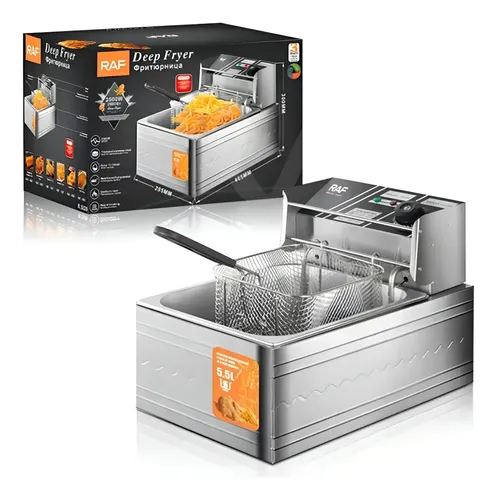Freidora Aceite 5.5 Lts Acero Inoxidable 2500w Plateado 50/60hz