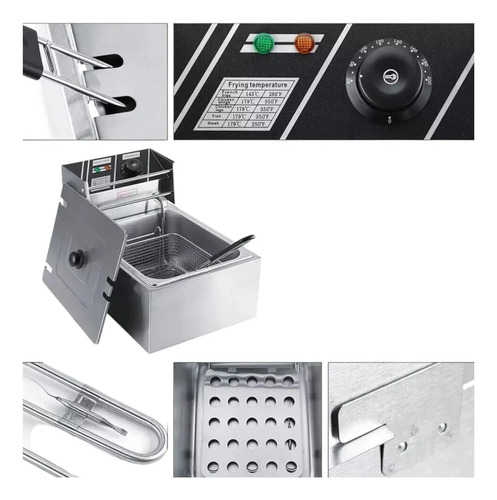 Freidora Aceite 5.5 Lts Acero Inoxidable 2500w Plateado 50/60hz — foto 6