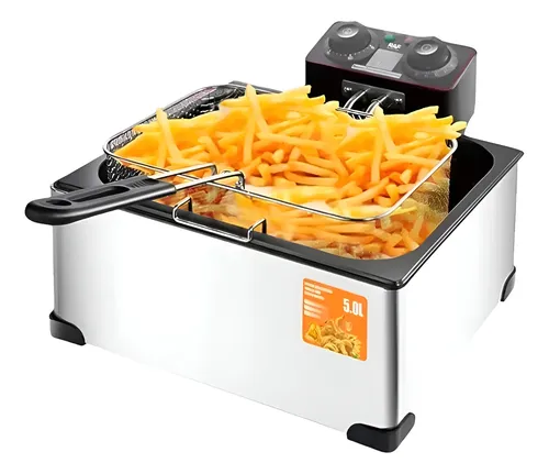 Freidora De Aceite Eléctrica 5lts 2000w Plateado 50/60hz