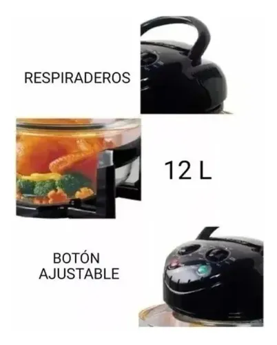 Freidora De Aire 12l Halogena Antiadherente Horno Air Fryer Transparente — foto 6