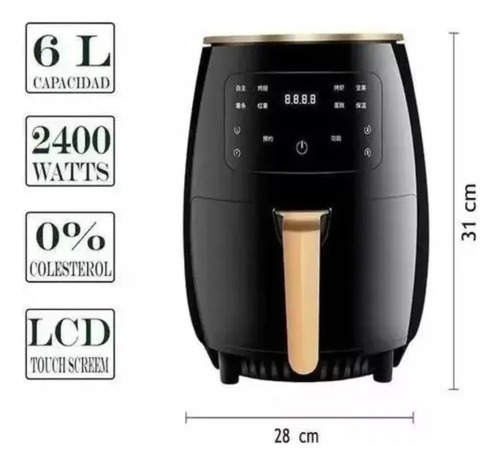 Freidora De Aire Sin Aceite Xl Electrica 6 Litros Air Fryer Negro — foto 3