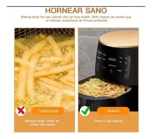 Freidora De Aire Sin Aceite Xl Electrica 6 Litros Air Fryer Negro — foto 4