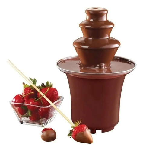 Fuente Cascada De Chocolate. Fondue Tres Niveles Plateado