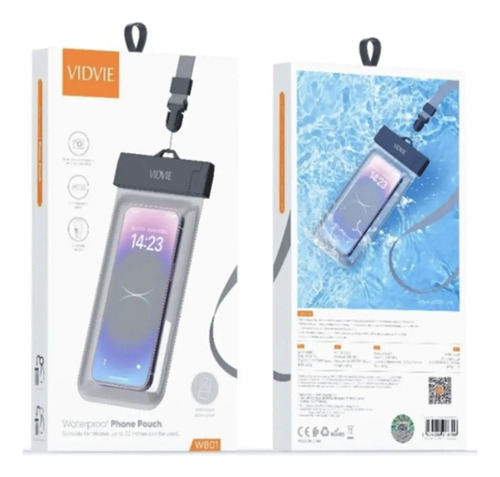 Funda Protectora Celular Impermeable Sumergible Negro Vidvie — foto 3