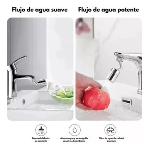 Grifo Ahorrador Agua 720° Llave Fregadero Lavamanos Cocina Plateado — foto 4