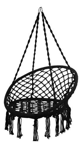 Hamaca Silla Tejida Colgante De Macrame Columpio Negro