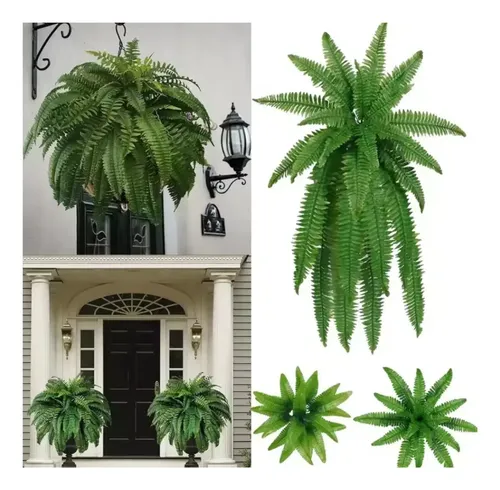 Helecho Colgante Flor Artificial Vara Frondosa Colgante Verde — foto 3
