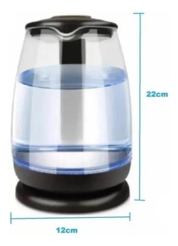 Hervidor De Vidrio Calentador Agua Eléctrico Con Luz Led Transparente — foto 2