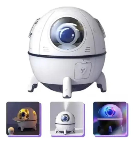 Humidificador De Nave Espacial Astronauta Lampara Luz Led Blanco — foto 2