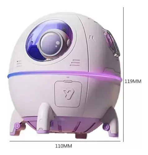 Humidificador De Nave Espacial Astronauta Lampara Luz Led Blanco — foto 4