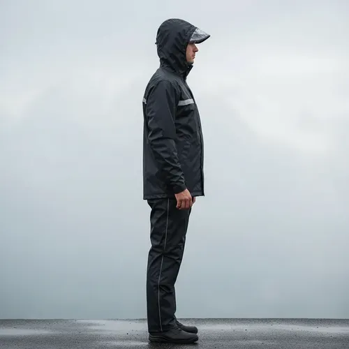 Impermeable Negro Reflectante Traje De Agua Negro Estandar — foto 3