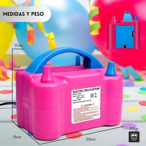 Inflador De Globos Bombas Eléctrico 2 Inyectores Fiestas — foto 9