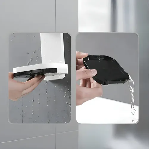 Jabonera De Pared Doble Nivel Con Drenaje Y Adhesivo, Blanco Y Negro Blanco/negro — foto 9