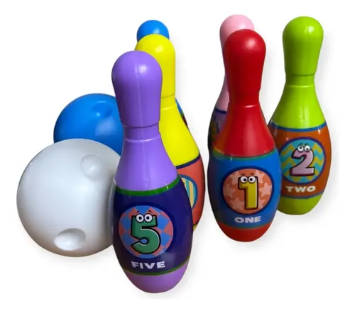 Juego Bowling Plástico Bebe 6 Bolos + 2 Pelotas Varios