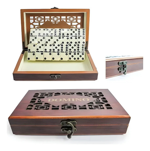 Juego De Dominó Grande Con Caja De Madera Diseño Deluxe
