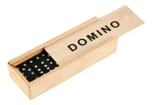 Juego De Mesa Domino Pequeño Negro 28 Piezas Caja De Madera