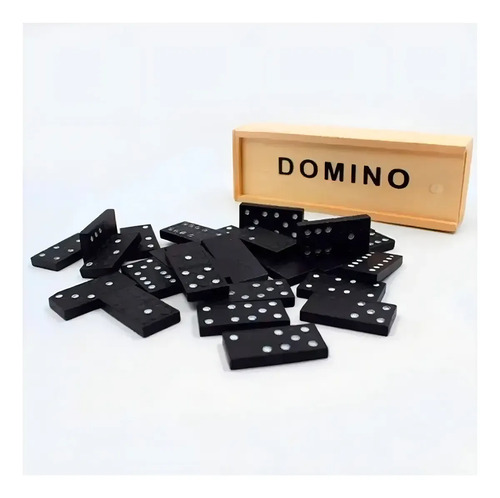 Juego De Mesa Domino Pequeño Negro 28 Piezas Caja De Madera — foto 3