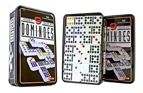 Juego Dominó Chancho 9 Caja Metálica 55 Piezas / Tcenter — foto 4